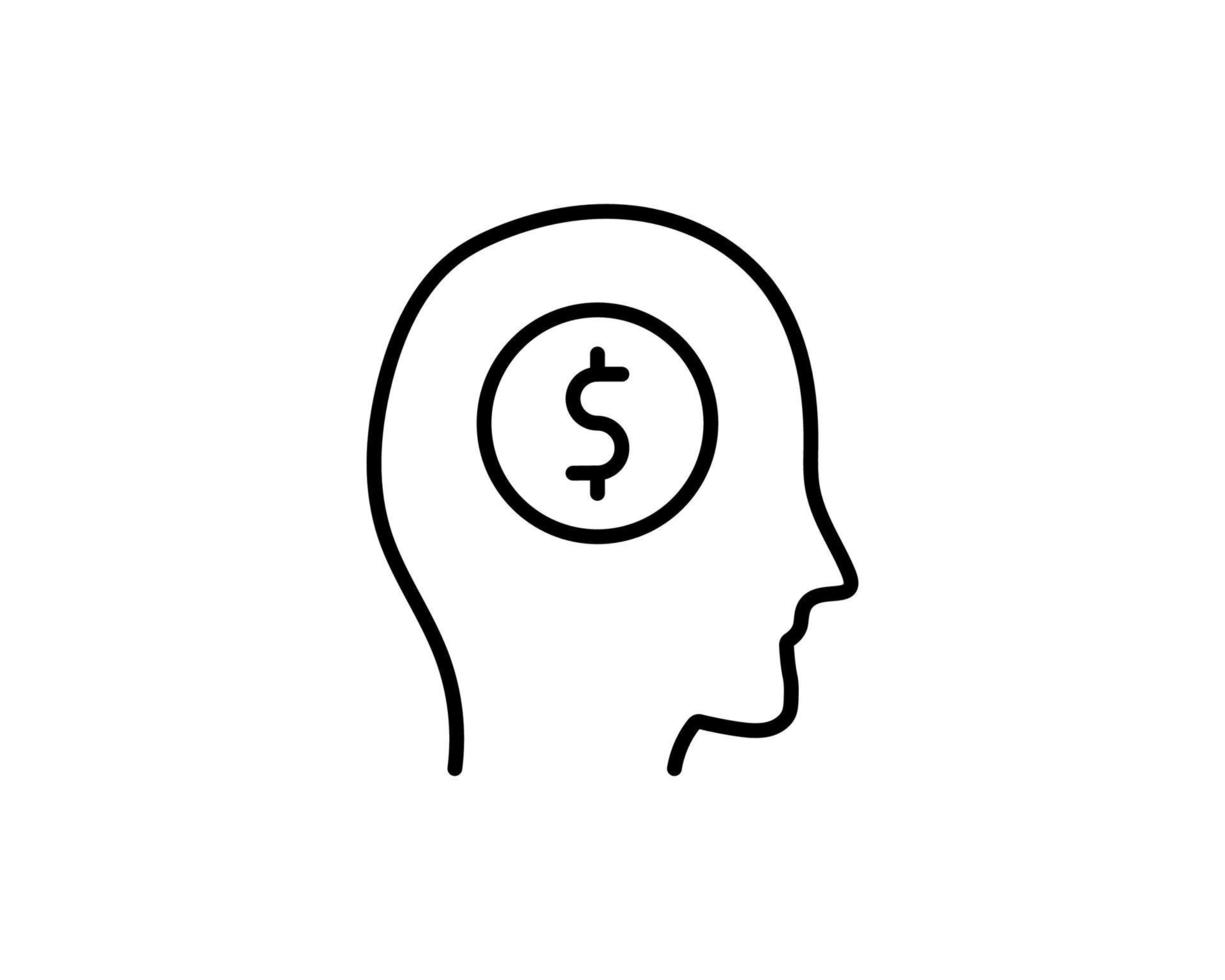 Money thinking man outline icon illustration isolated vector sign symbol