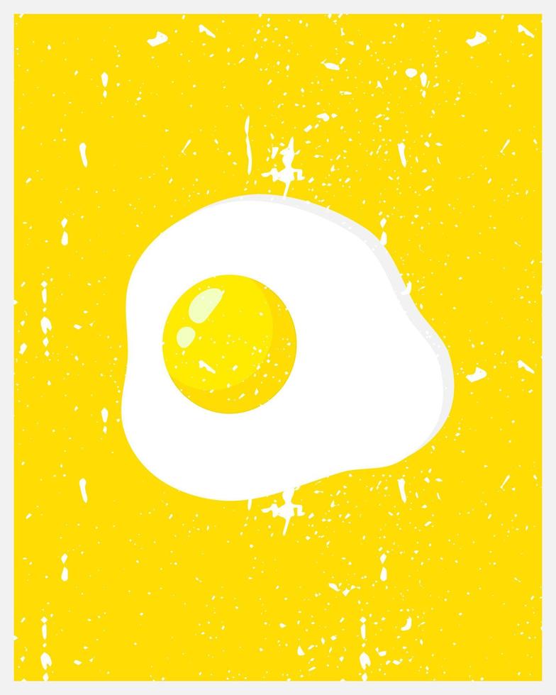 Fried Egg with yellow background, breakfast fried hen or chicken egg - ready for your text vector