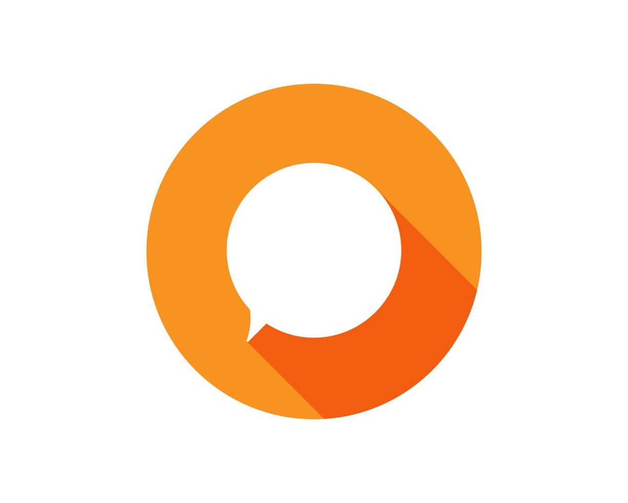 Bubble Chat Icon Inside Orange Circle With Long Shadow Using For Presentation, Website And Application vector