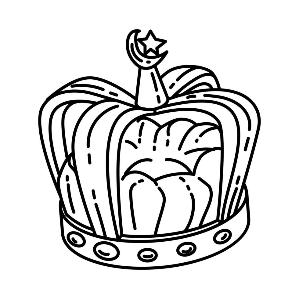 Muslim Royal Crown Jewels Icon. Doodle Hand Drawn or Outline Icon Style vector