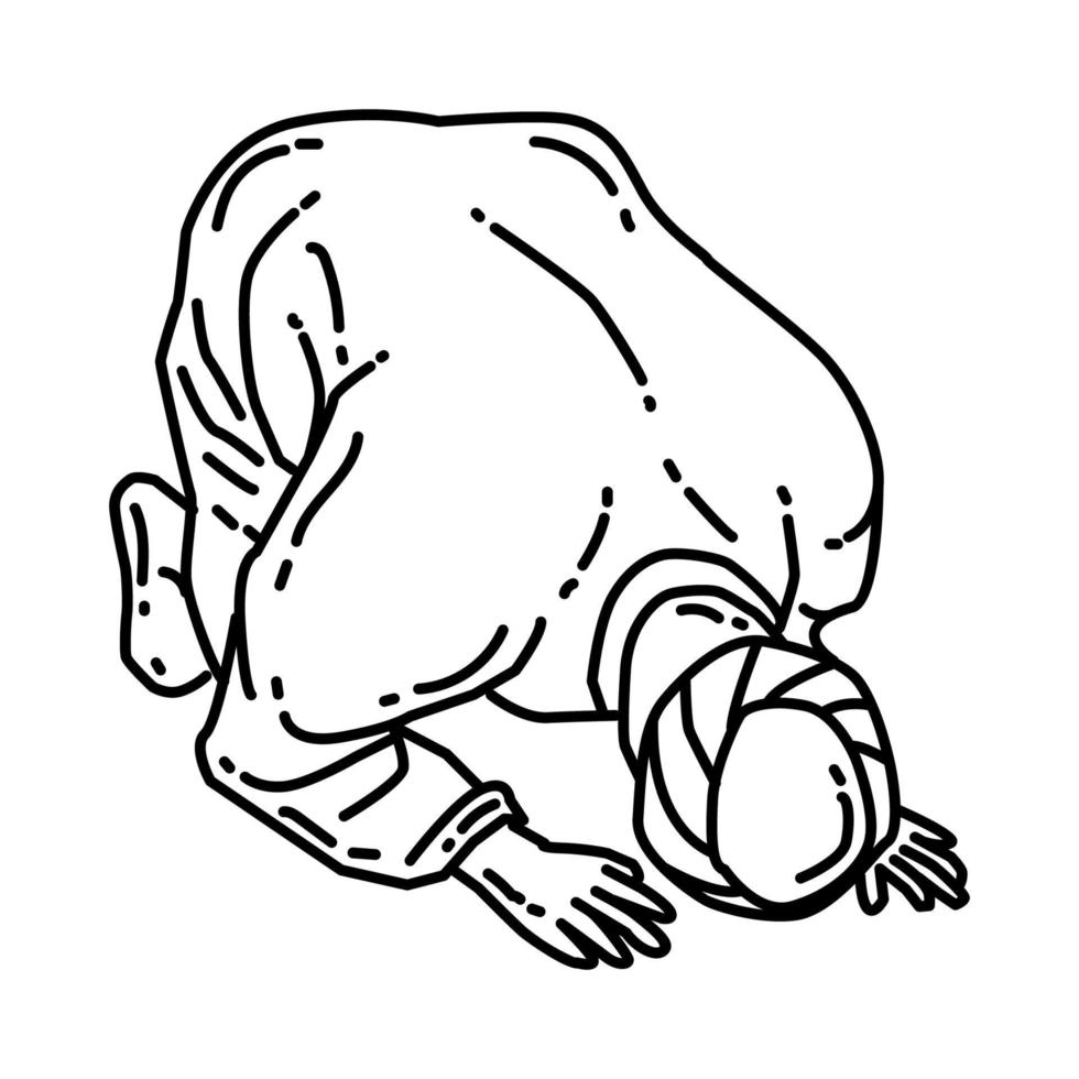 Prostration in Prayer Icon. Doodle Hand Drawn or Outline Icon Style vector