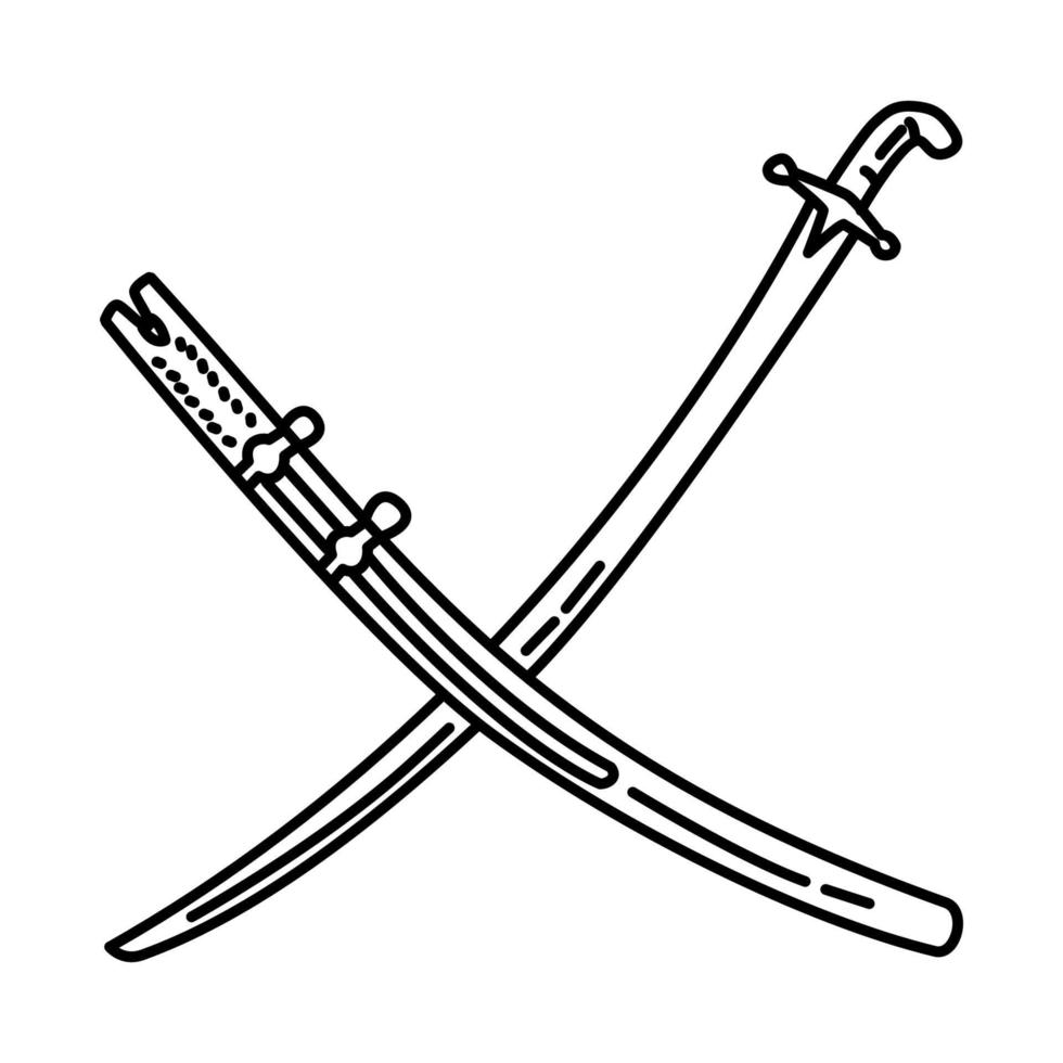 Syrian Shamshir Sword Icon. Doodle Hand Drawn or Outline Icon Style vector