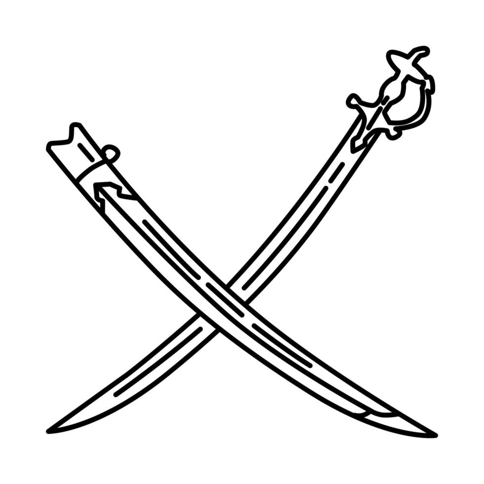 Turkish Shamshir Sword Rare Fine Icon. Doodle Hand Drawn or Outline Icon Style vector