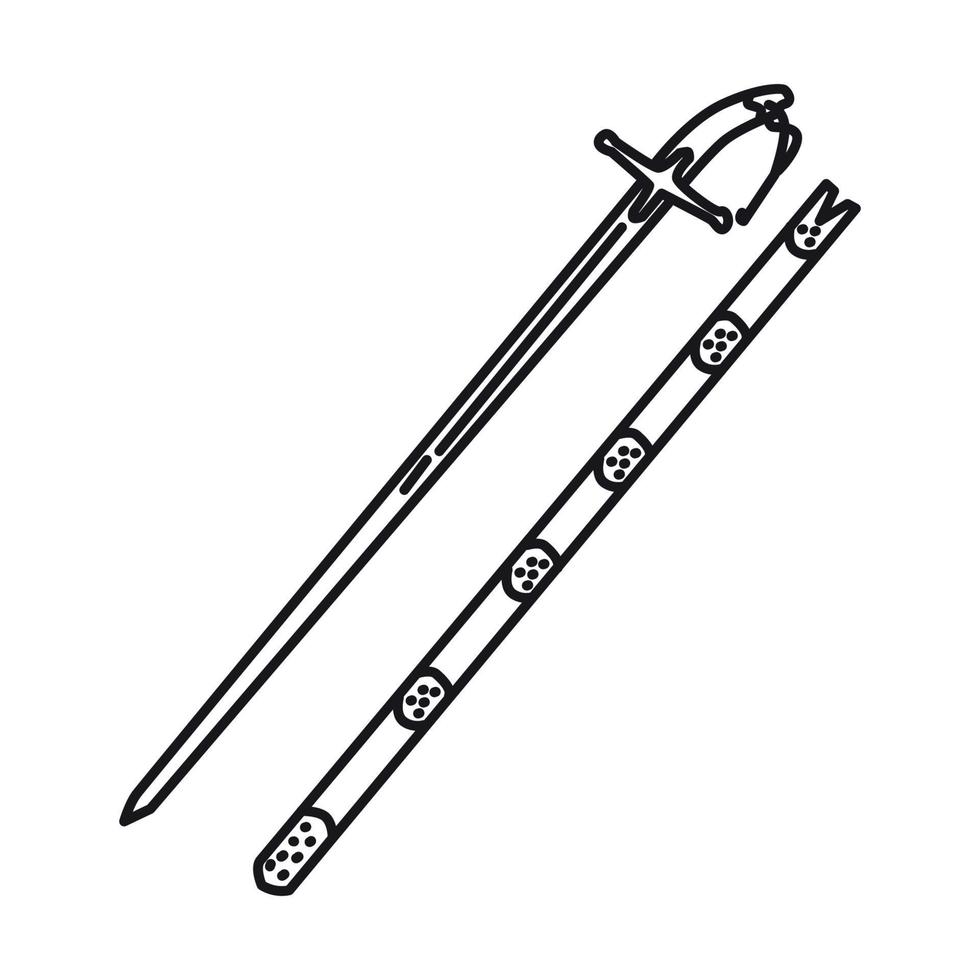 Al Qadib Prophet Muhammad historical sword Icon. Doodle Hand Drawn or Outline Icon Style vector