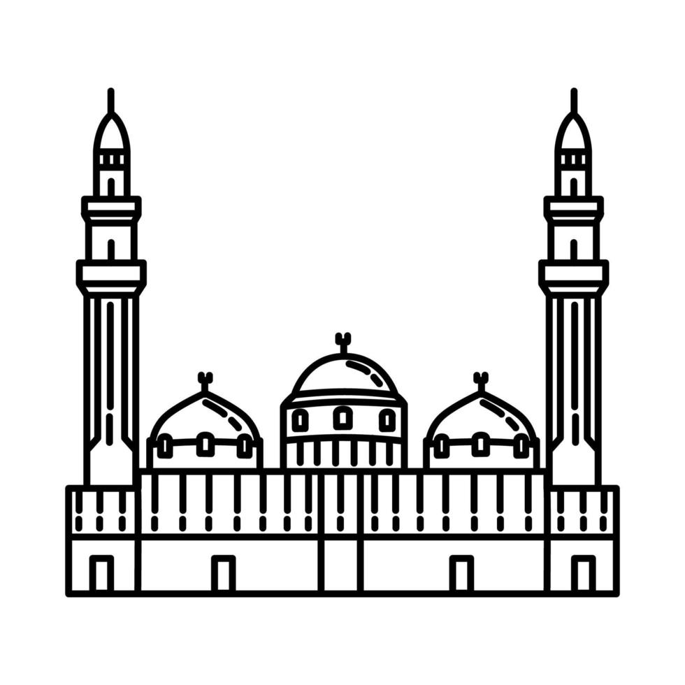 Quba Mosque in Madinah Icon. Doodle Hand Drawn or Outline Icon Style vector