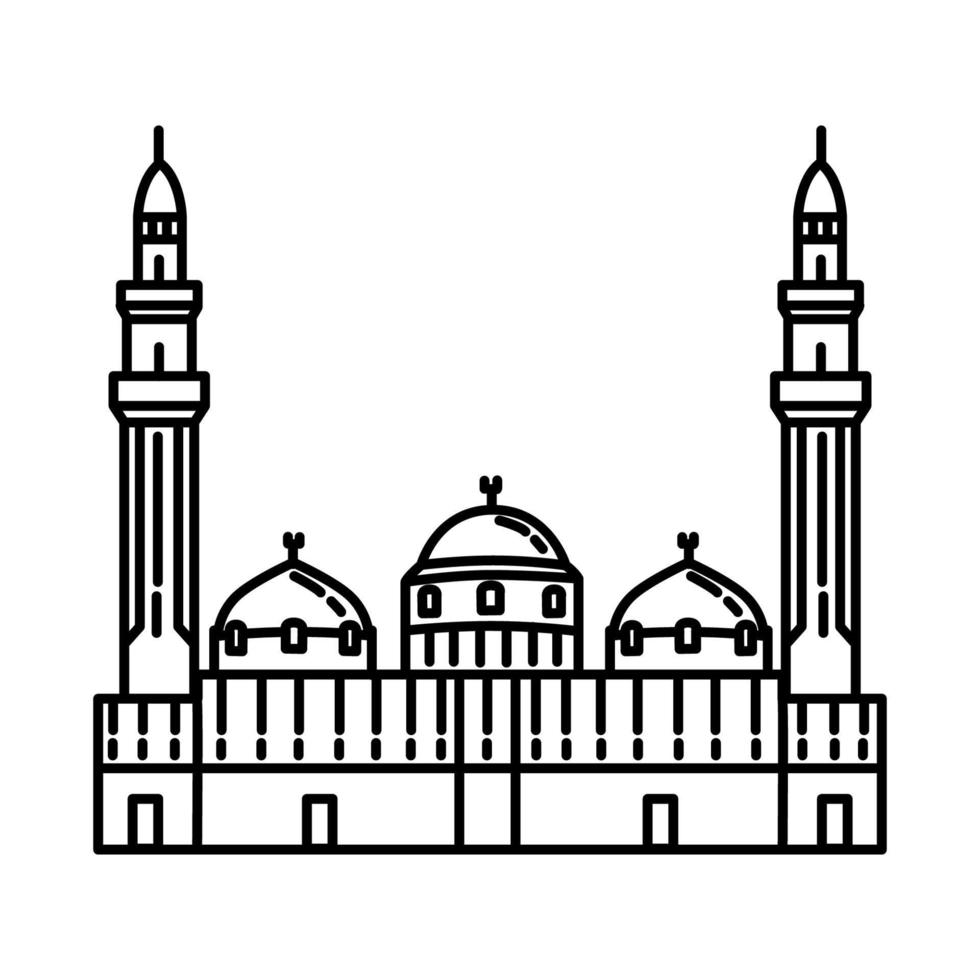 Quba Mosque in Madinah Icon. Doodle Hand Drawn or Outline Icon Style vector