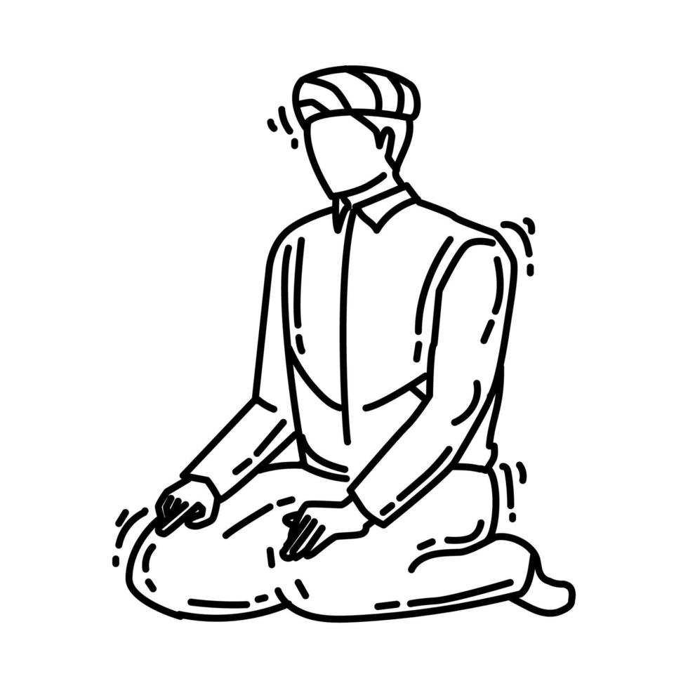 Sholat Icon. Doodle Hand Drawn or Outline Icon Style vector