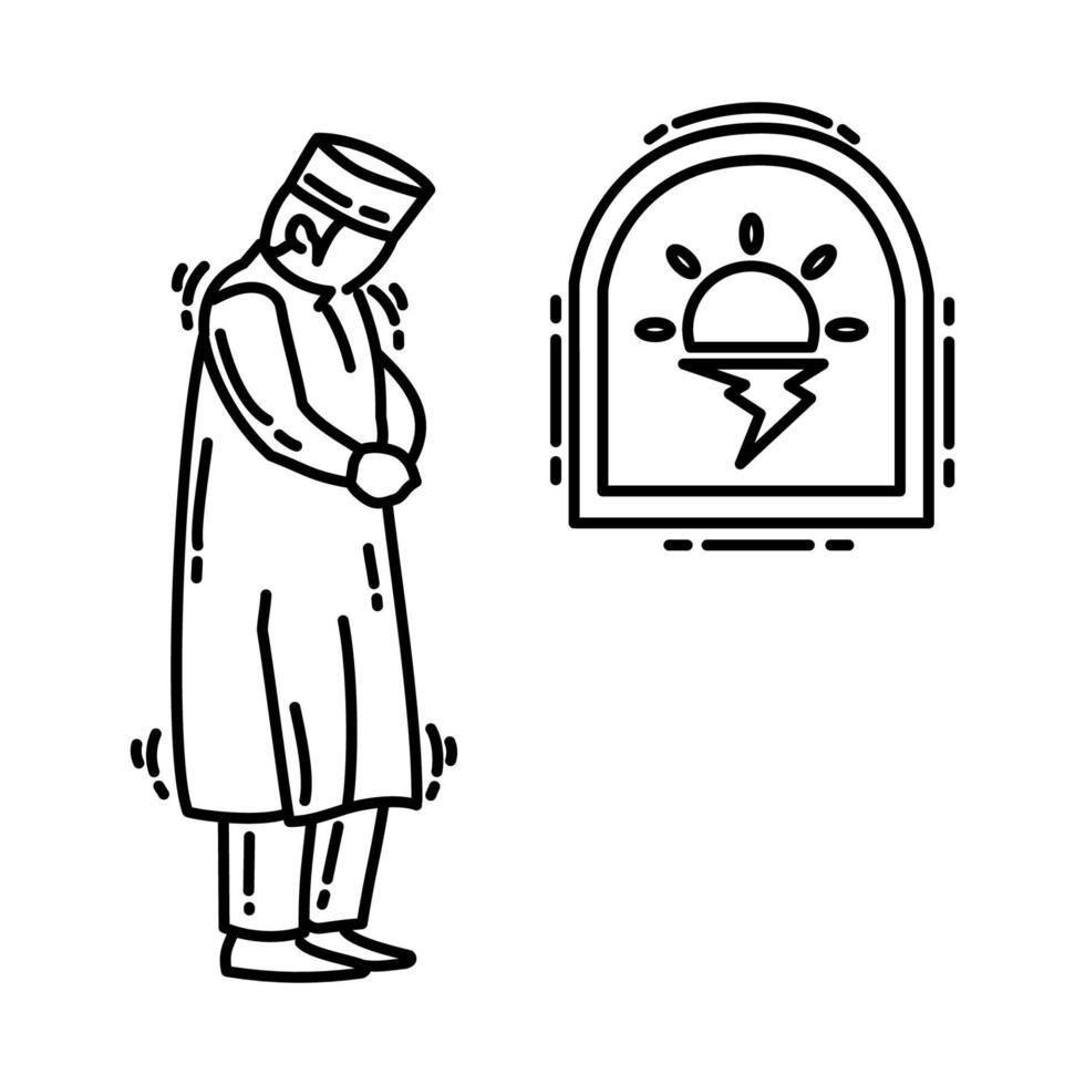 Maghrib Prayer Icon. Doodle Hand Drawn or Outline Icon Style vector