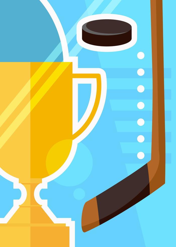 Hockey poster with cup and stick. vector