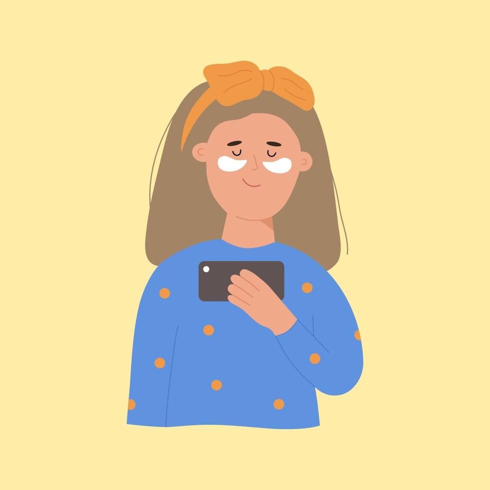 Morning routine of a girl with patches vector