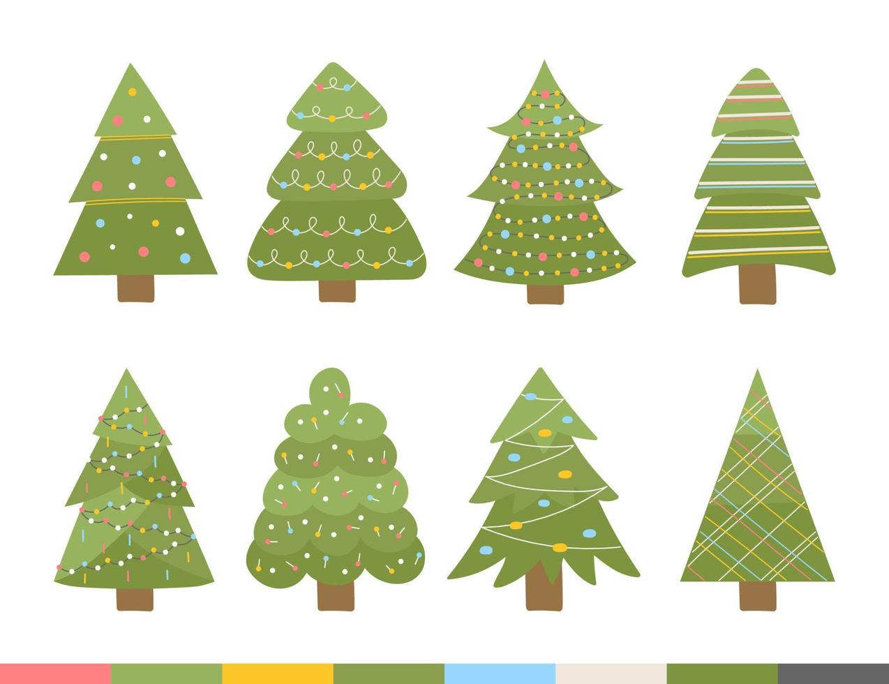 New Year handdrawn collection of Christmas trees for printed materials posters, invitations, banner vector