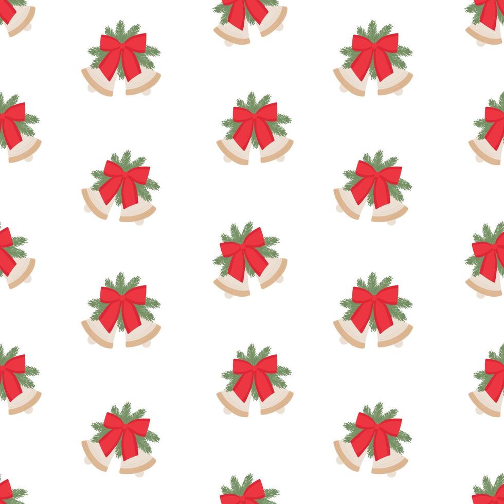 Seamless New Year pattern with Christmas bells and red ribbonfor print, textile, background vector