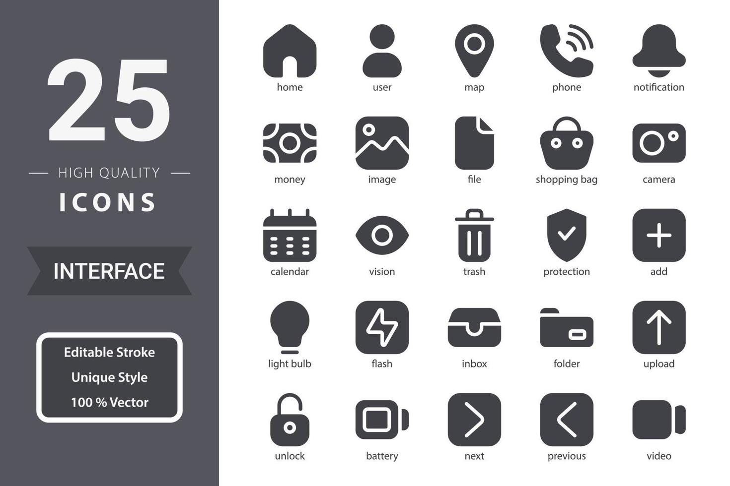 Interface icon pack for your website design, logo, app, UI. Interface icon glyph design. Vector graphics illustration and editable stroke.