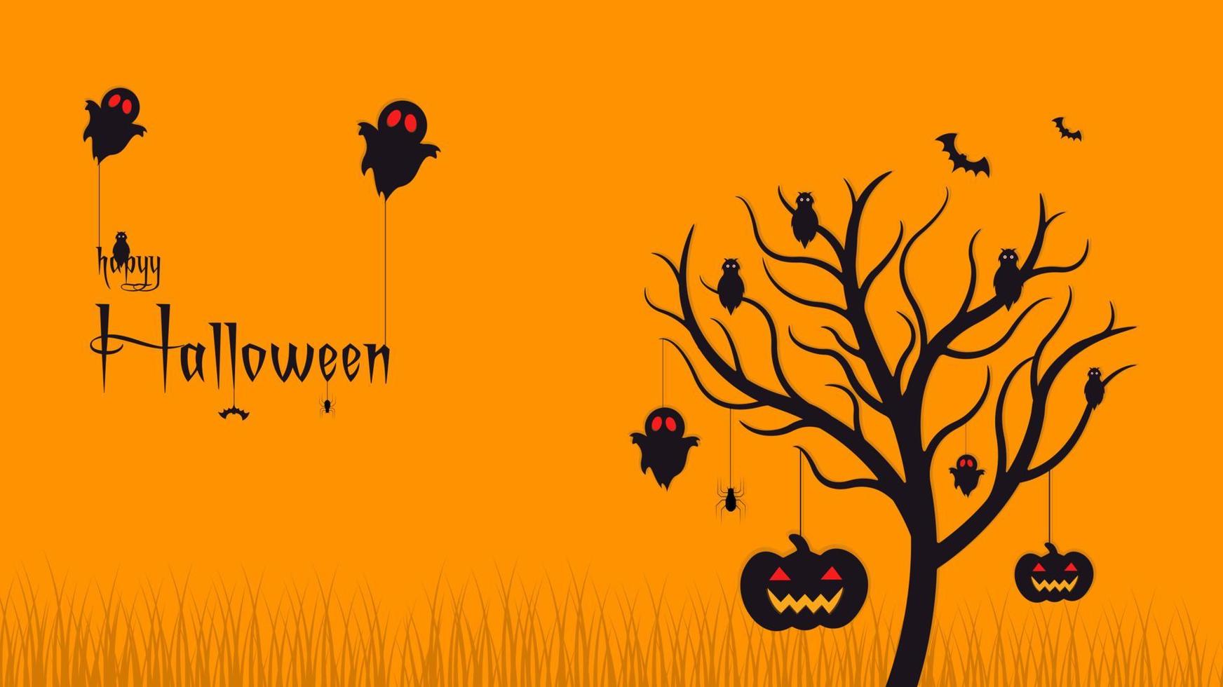 Happy Halloween background template, poster, elements design vector