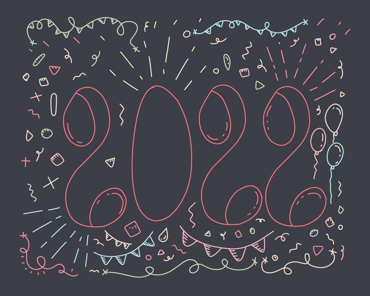 Typography 2022 doodle art style background vector