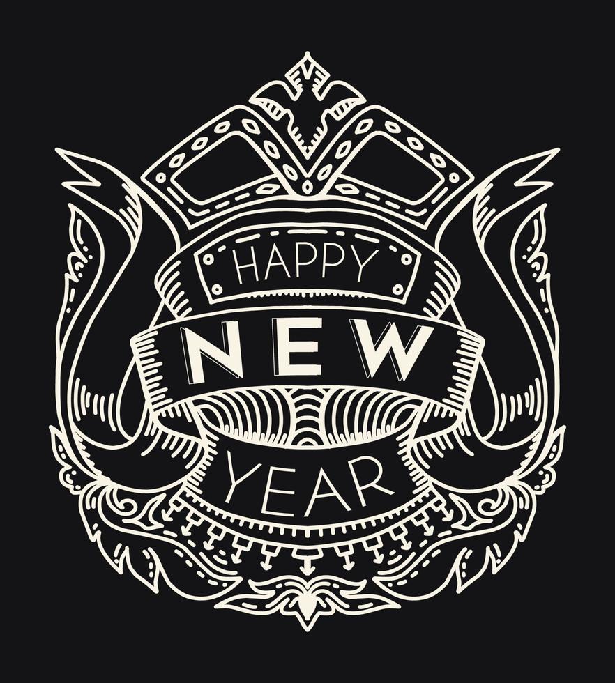 Hand drawn happy new year typography background vertical vector