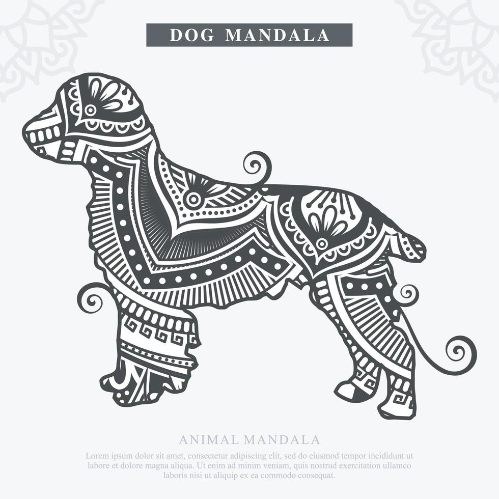 DOG Mandala Vector. Vintage decorative elements. Oriental pattern, vector illustration.