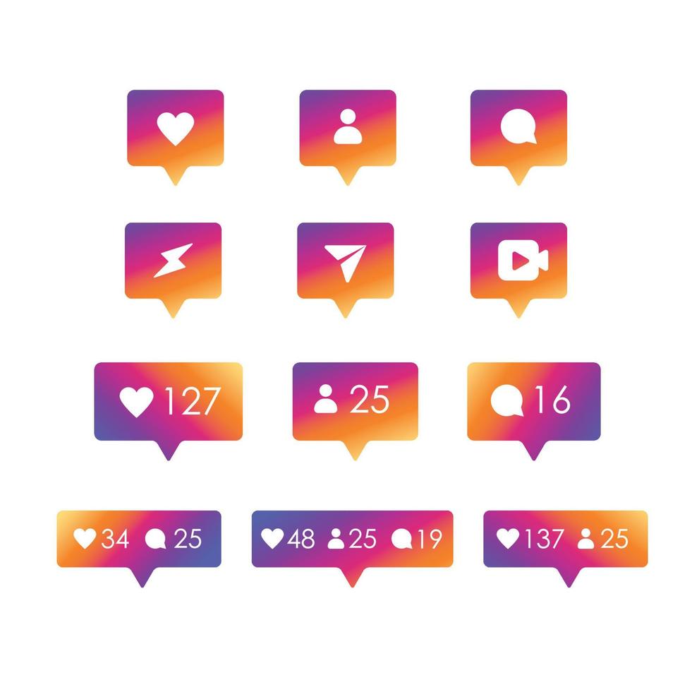 Social network icons with gradient color vector