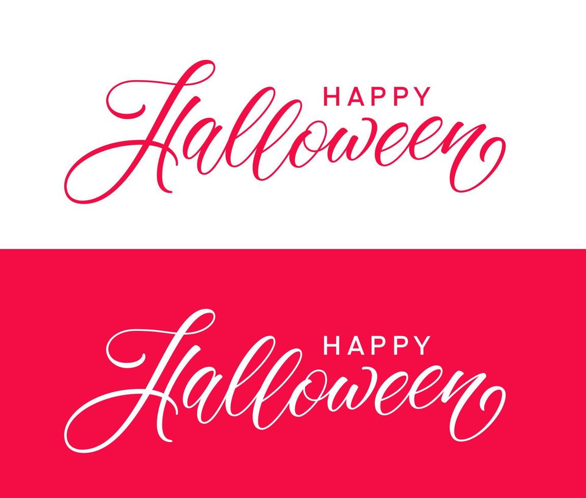 Happy Halloween hand drawn lettering. Calligraphic text design. Modern typography design isolated on red and white background. Halloween text for banner. vector