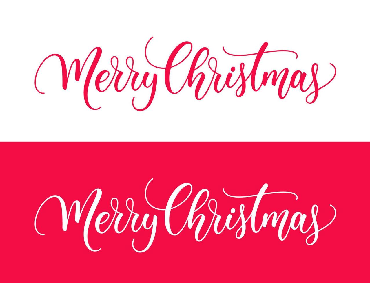 Merry christmas hand lettering calligraphy isolated on white and red background. Vector holiday text. Merry Christmas script calligraphy design.