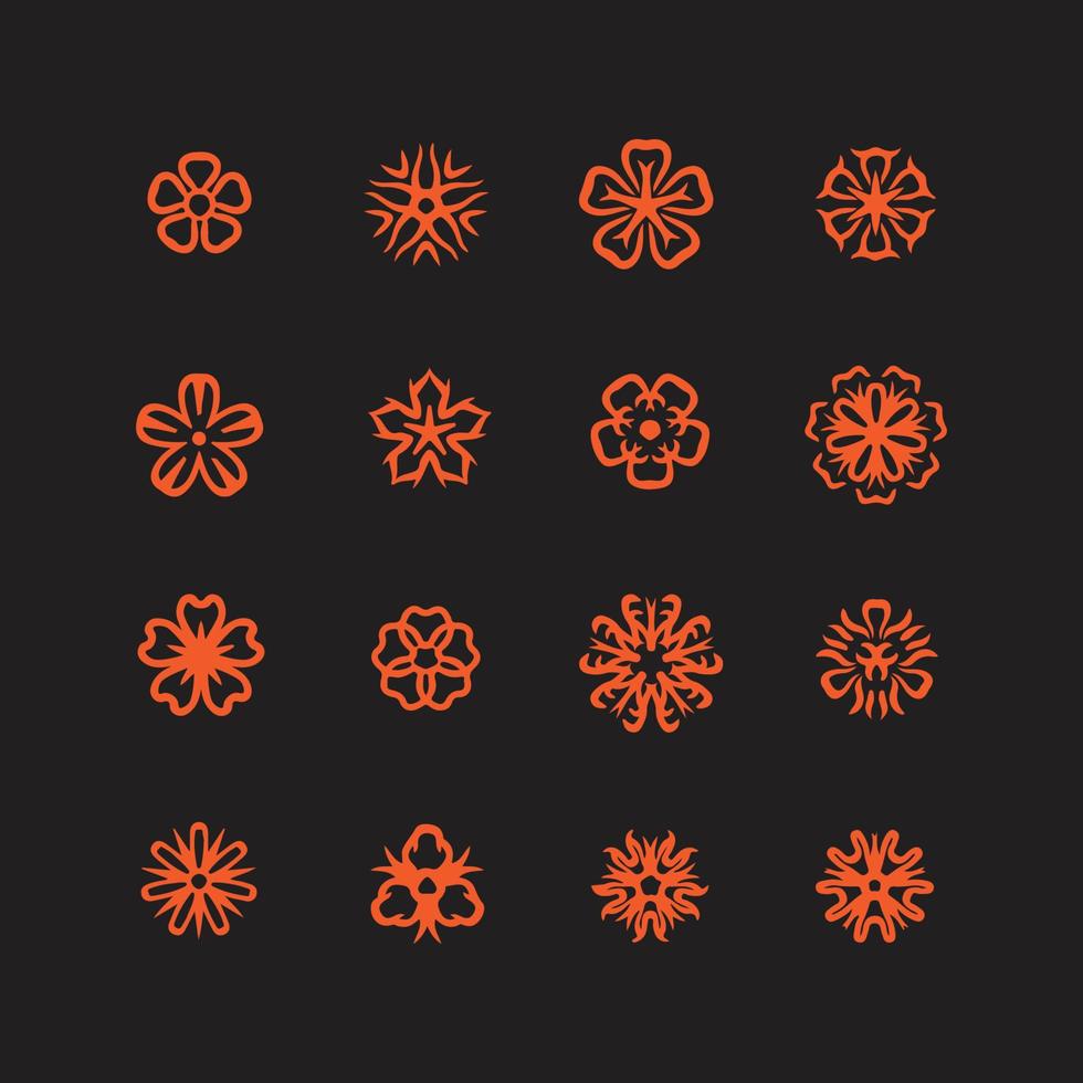 Icon set of flowers vector