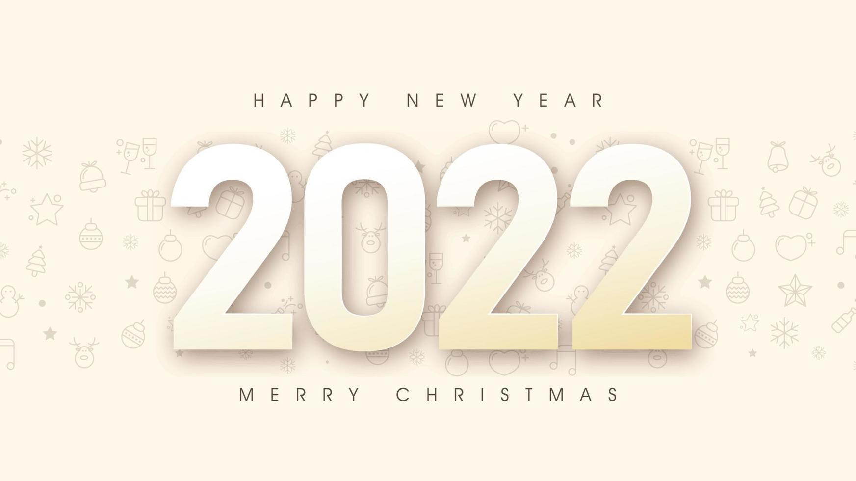 feliz navidad y próspero año nuevo 2022 diseño de texto vector