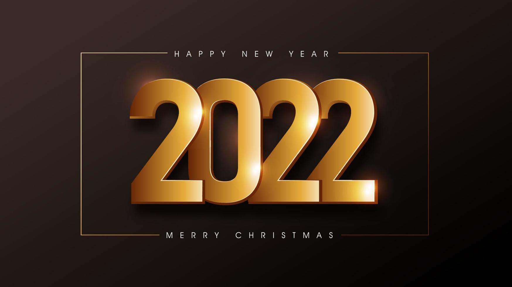 feliz navidad y próspero año nuevo 2022 diseño de texto vector