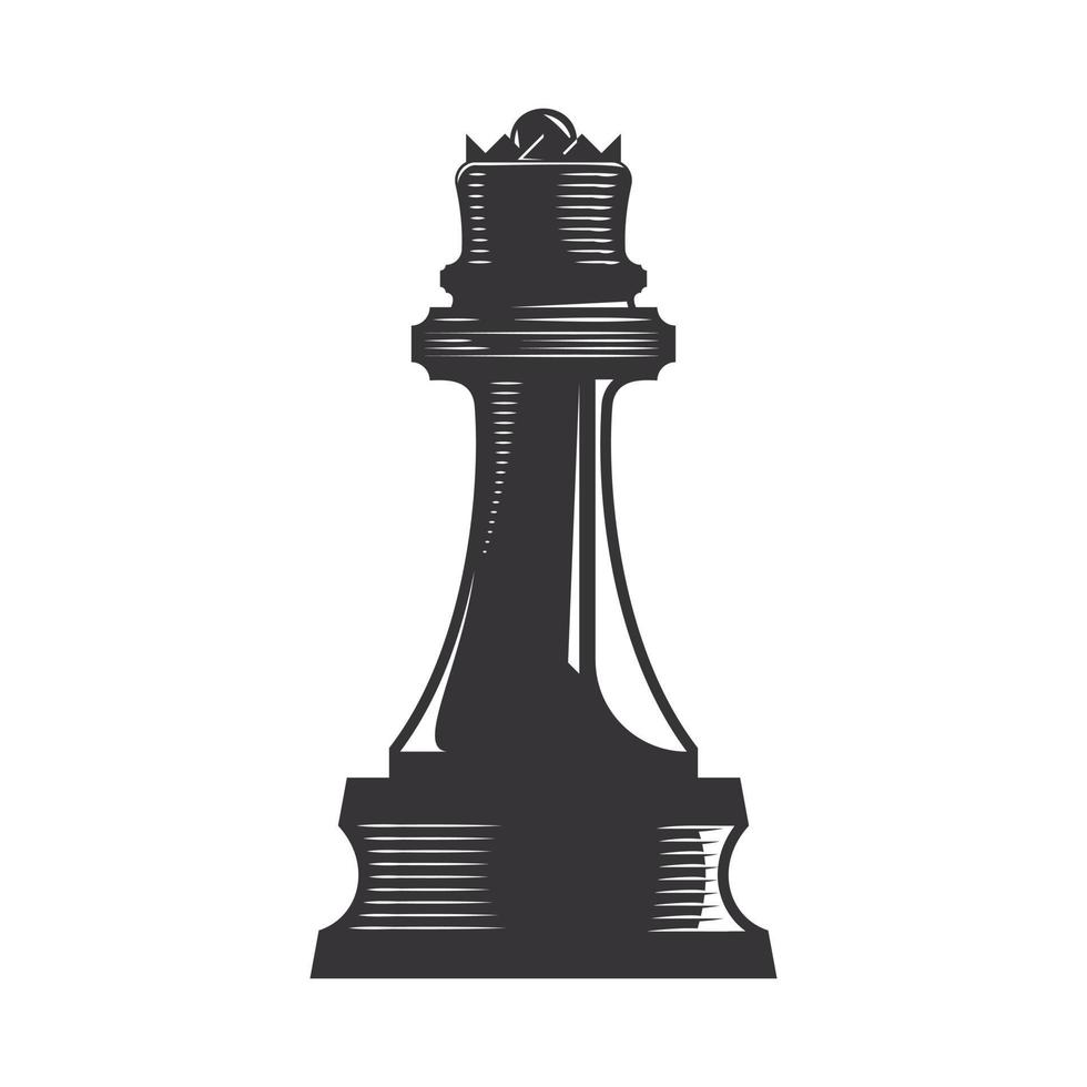 Ilustración de arte de línea de vector de reina de ajedrez.