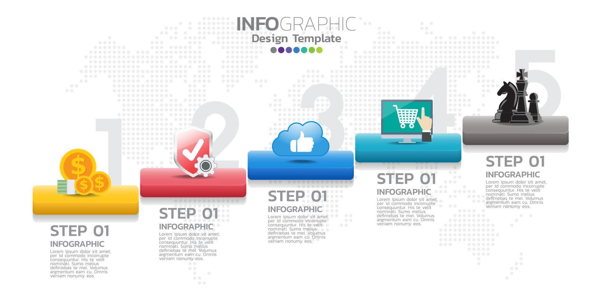 Business timeline infographic 3d style options banner. vector