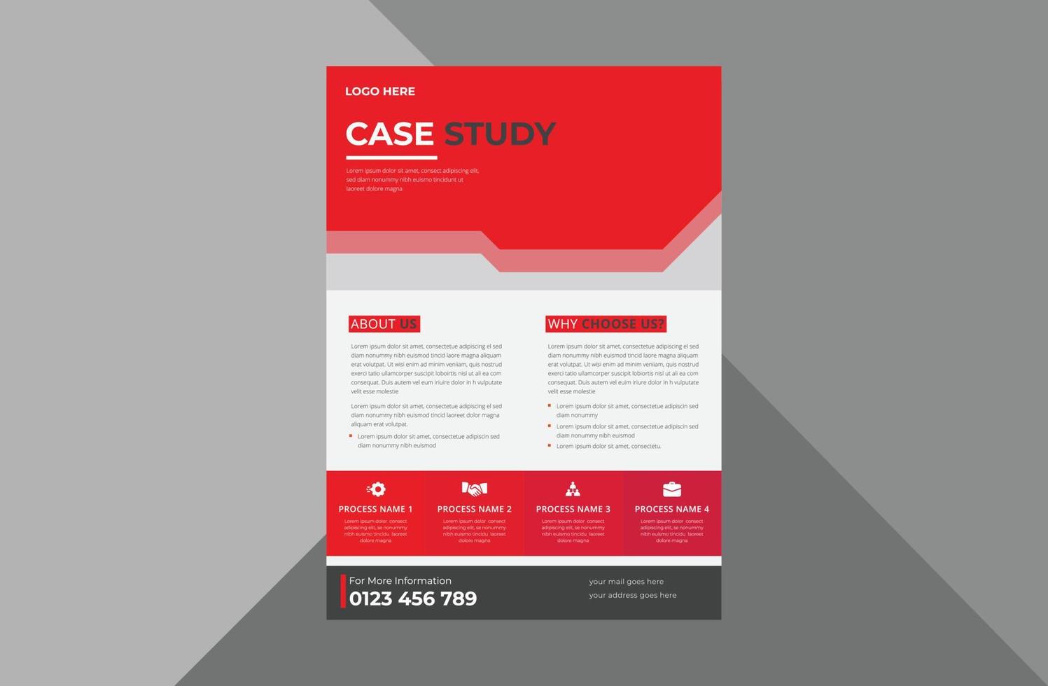 case study flyer design template. case study cover poster leaflet design.  a4 template, brochure design, cover, flyer, poster, print-ready vector