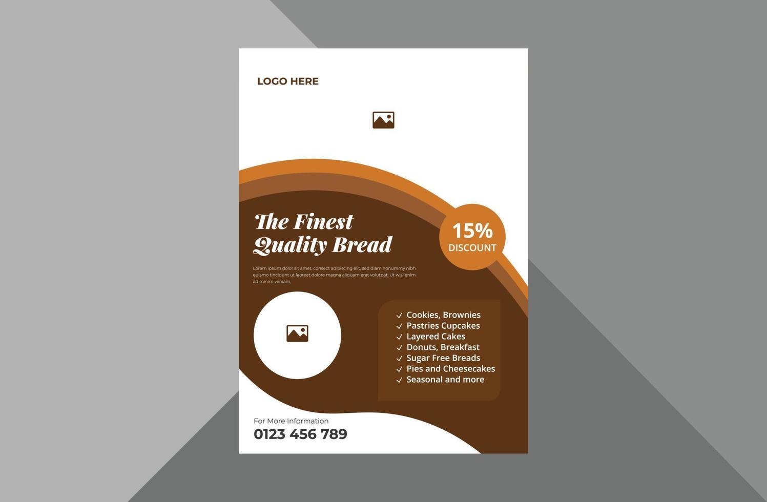 bakery shop flyer design template. baker and baking shop poster leaflet design. a4 template, brochure design, cover, flyer, poster, print-ready vector