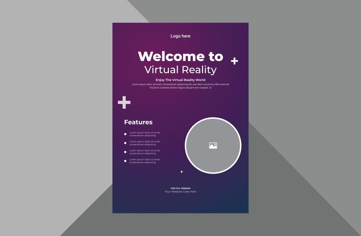 virtual reality flyer design template. hi-tech virtual reality poster leaflet design. technology hi-tech virtual reality flyer template. a4 template, brochure design, cover, flyer, poster, print-ready vector