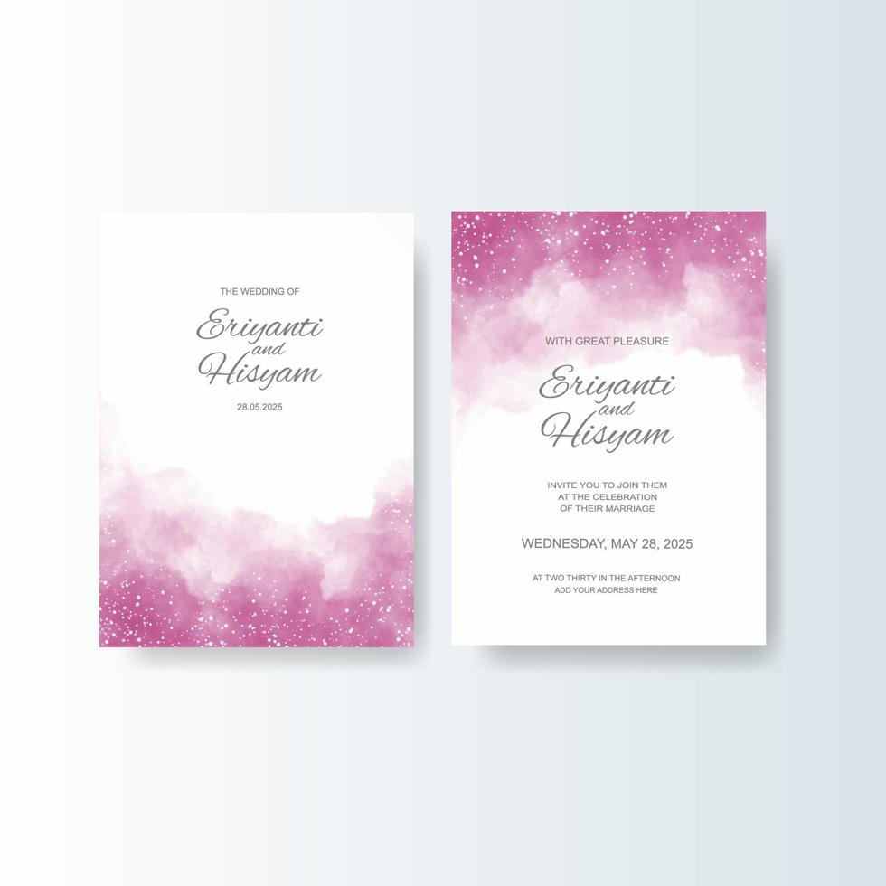 Watercolor wedding invitation card. Beautiful wedding card watercolor with splash. vector