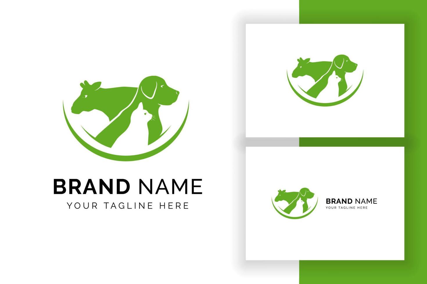animal healthcare logo designs template. cat dog cow vector silhouette.