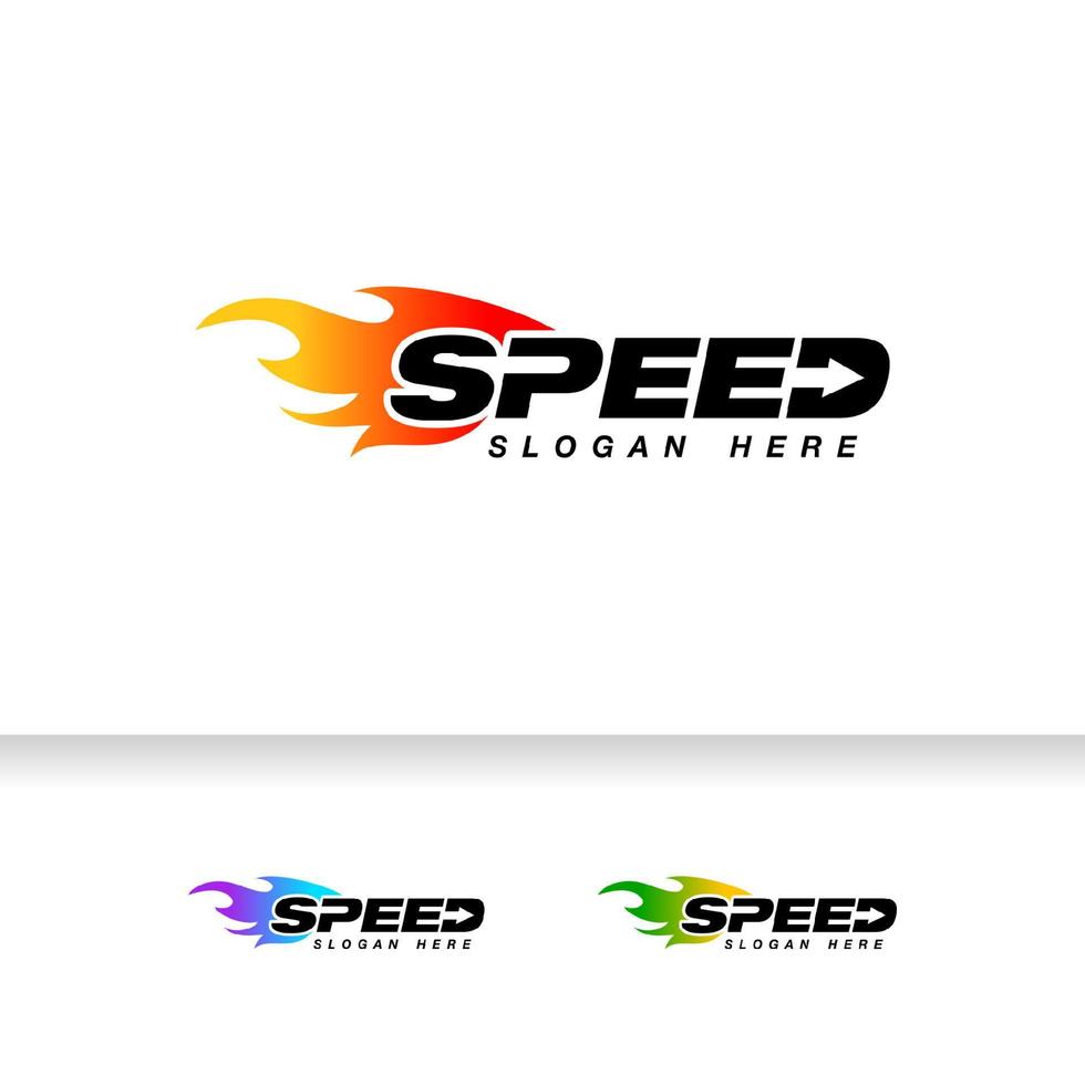 speed logo design with flame effect. speedometer vector icon with flame effect illustration
