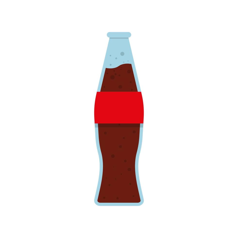Soda in a glass bottle. Vector illustration in flat design