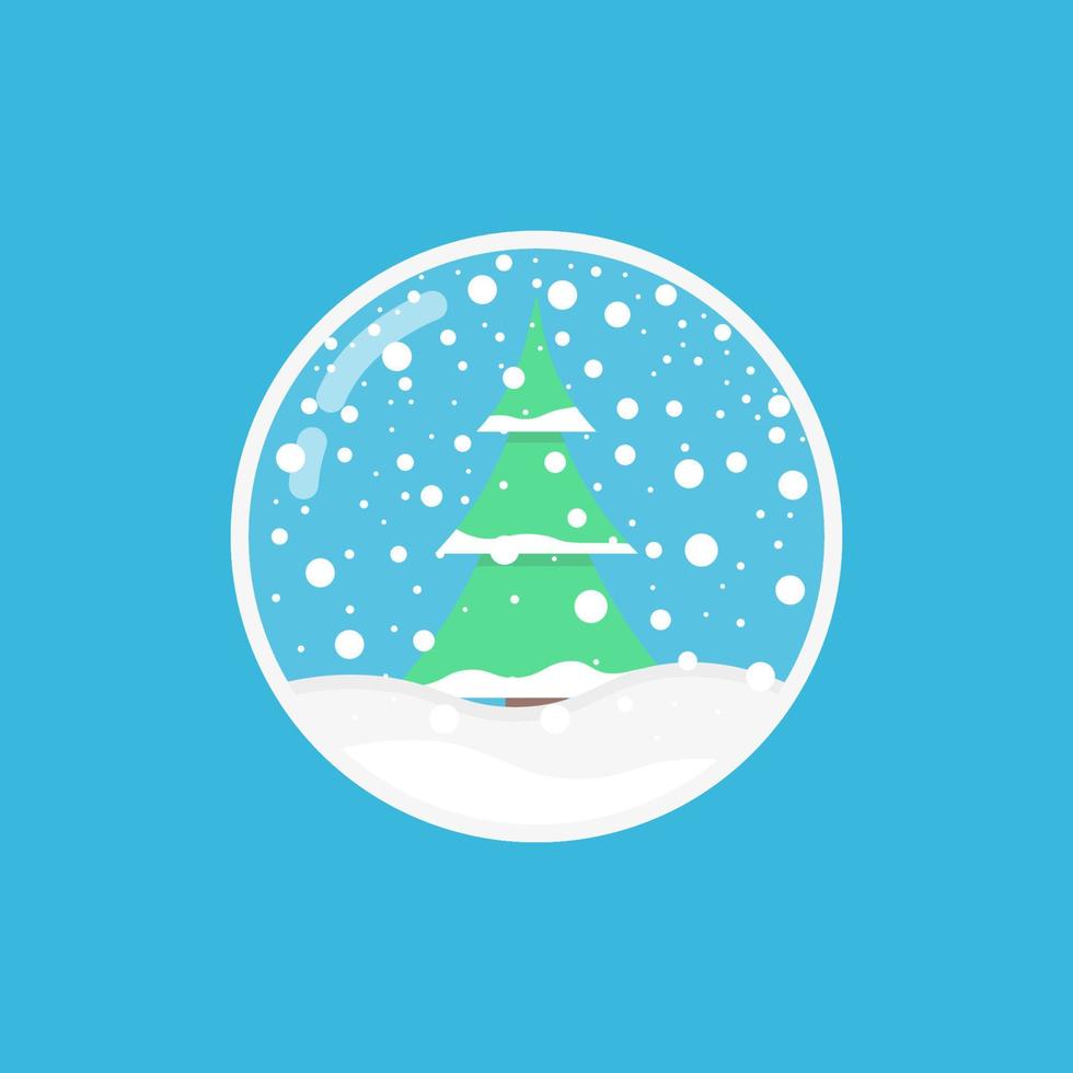 Christmas snow globe with Christmas tree. Vector illustration in flat design