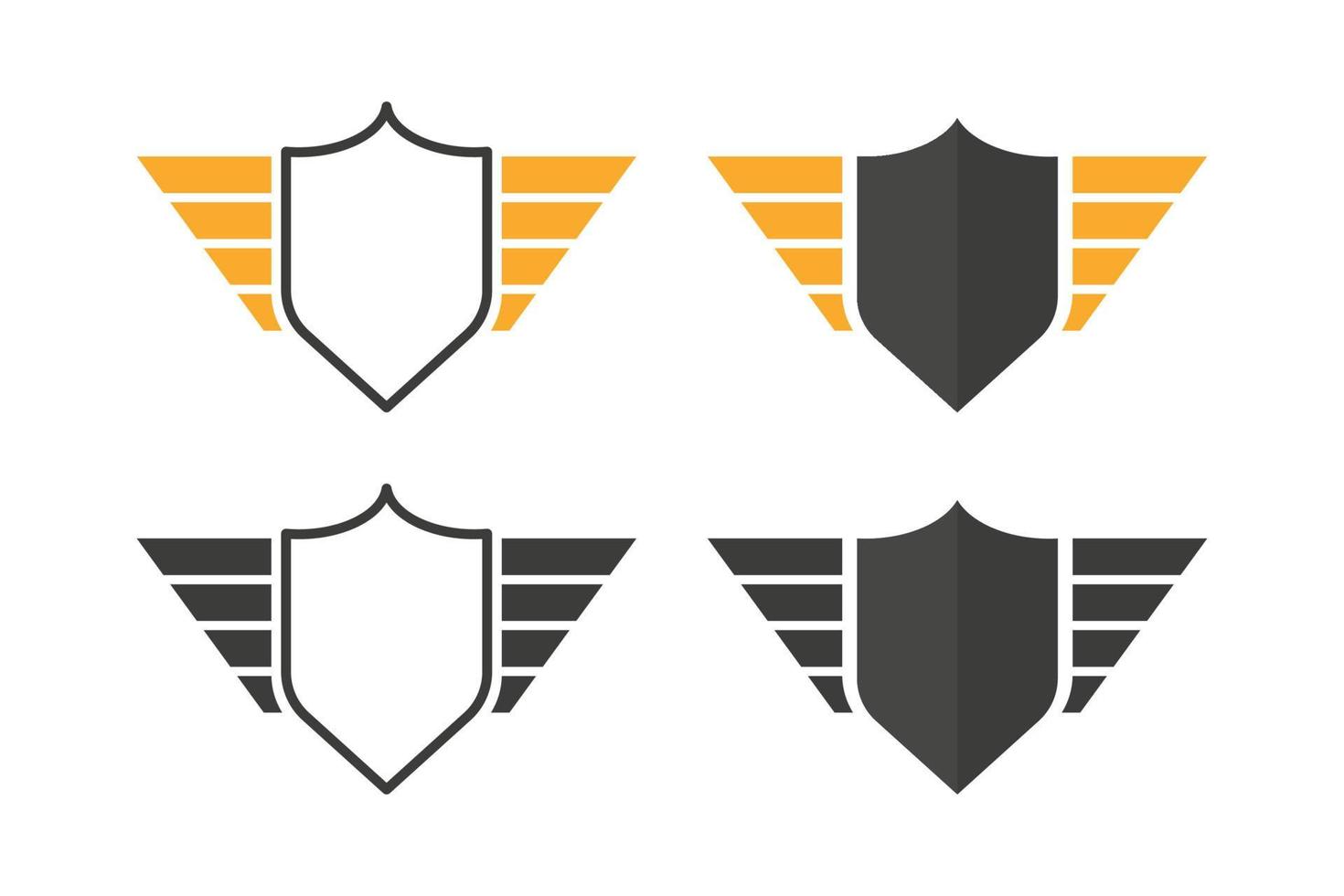 Shield with wings. Vector illustration in flat design