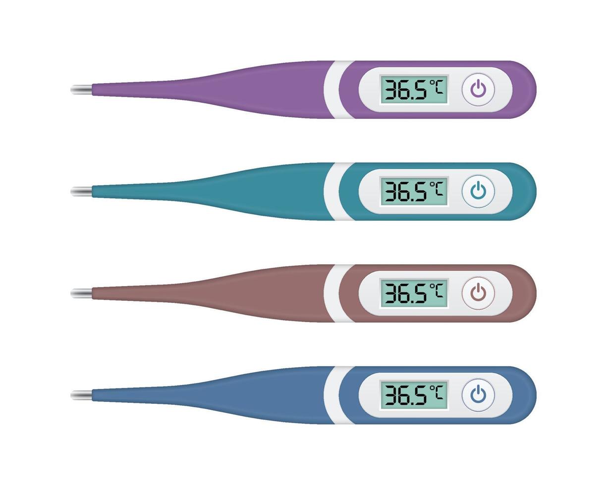 Medical Digital Thermometers Realistic Icon Set vector