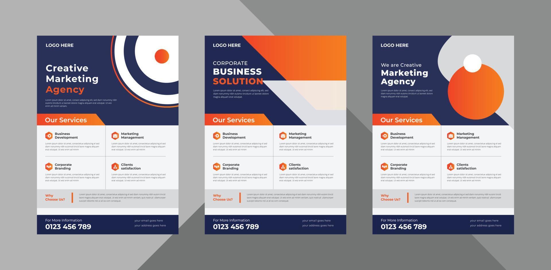 creative agency flyer design template. modern business poster leaflet design. a4 template, brochure design, cover, flyer, poster, print-ready vector