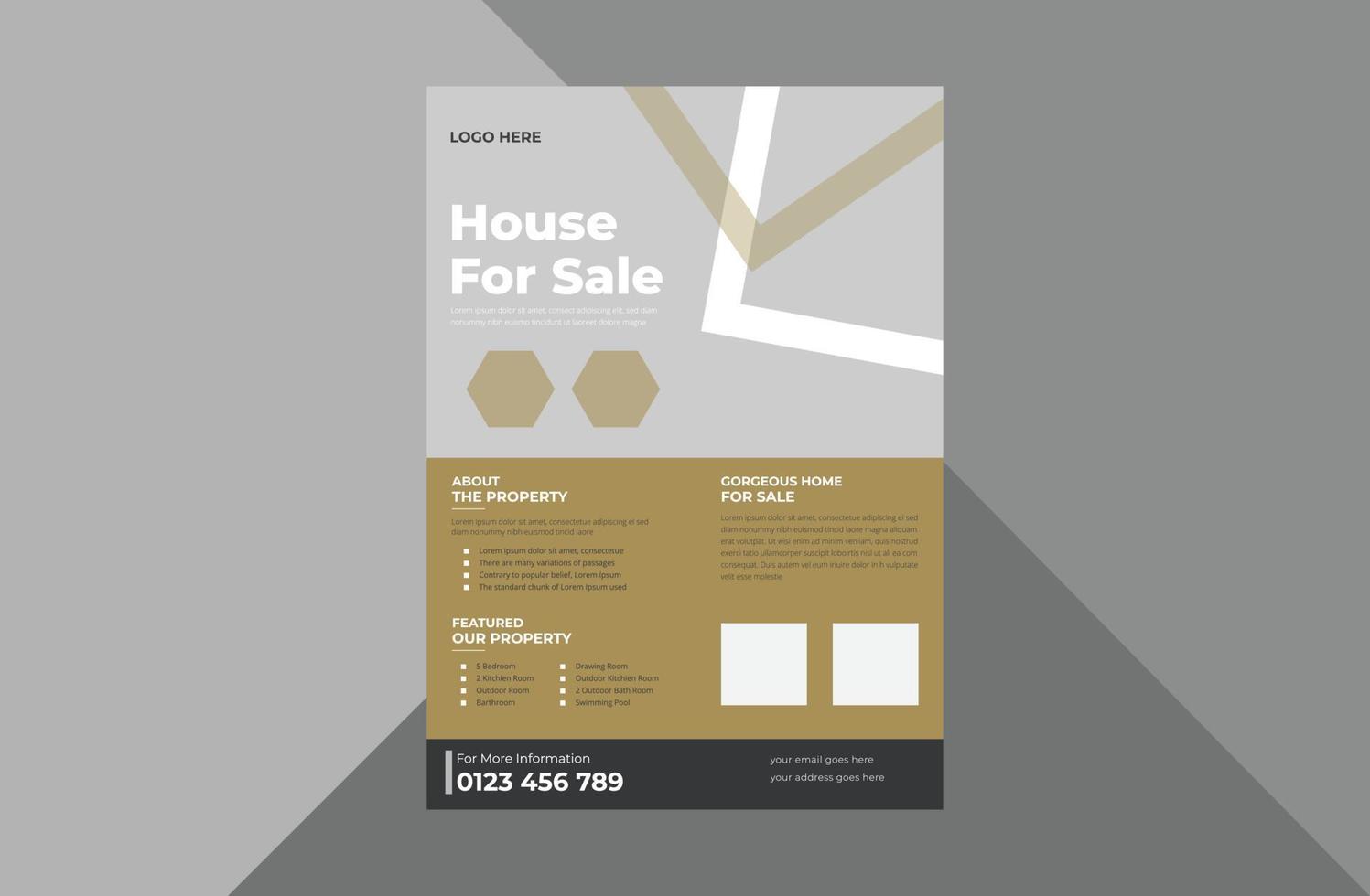 real estate flyer design template. real estate poster leaflet design. a4 template, brochure design, cover, flyer, poster, print-ready vector