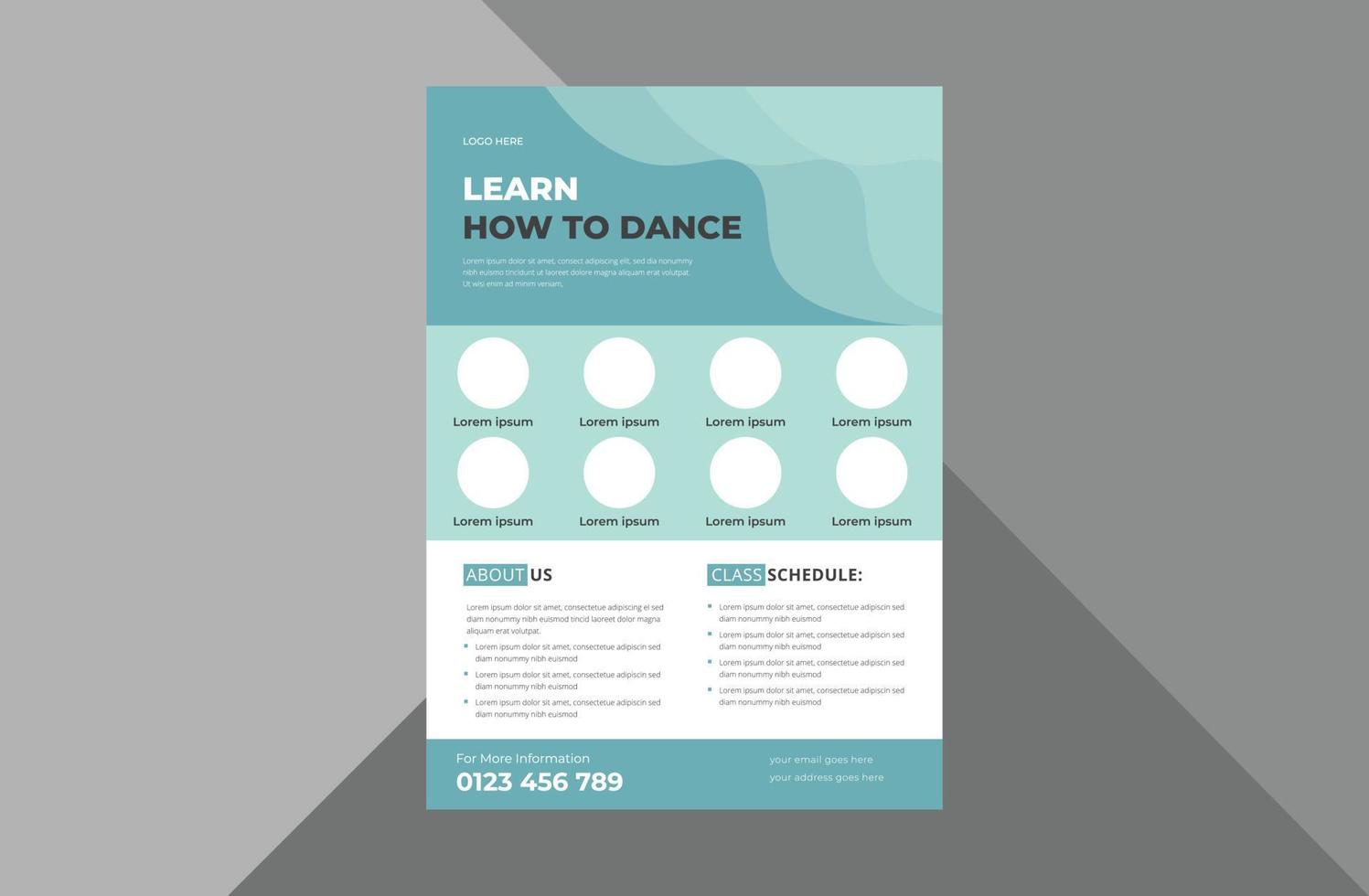 dance studio flyer design template. dance class poster leaflet design. a4 template, brochure design, cover, flyer, poster, print-ready vector