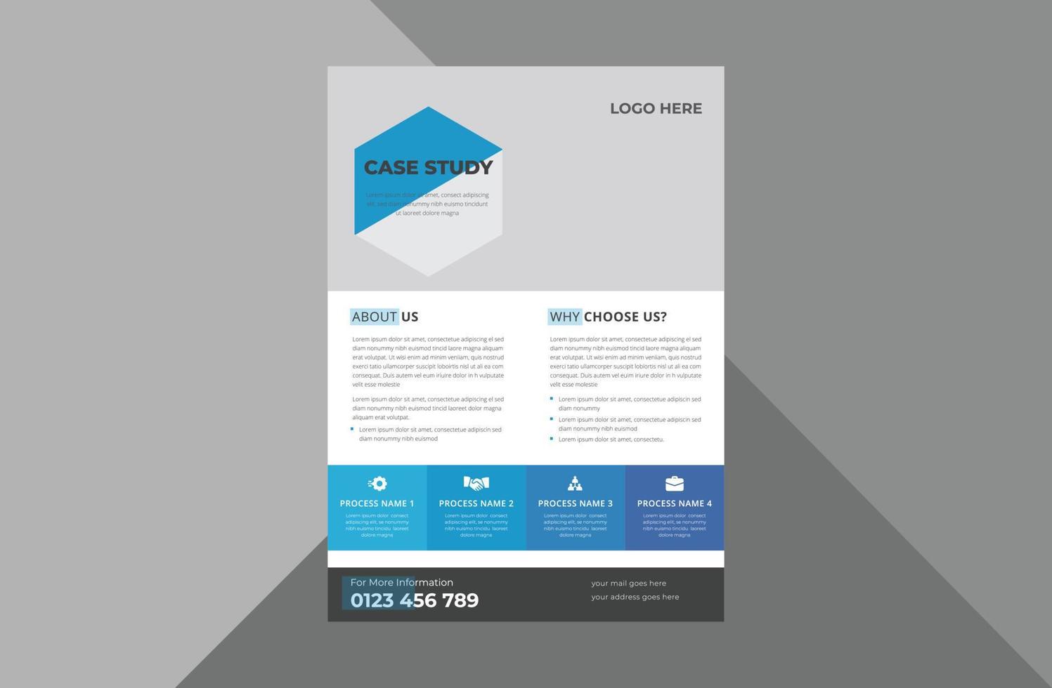 case study flyer design template. case study cover poster leaflet design.  a4 template, brochure design, cover, flyer, poster, print-ready vector