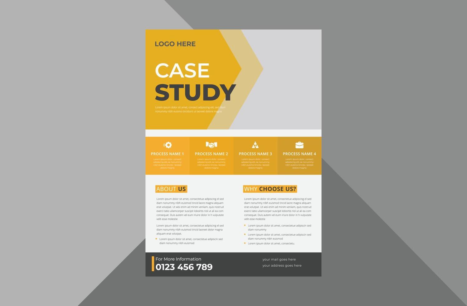 case study flyer design template. case study cover poster leaflet design.  a4 template, brochure design, cover, flyer, poster, print-ready vector