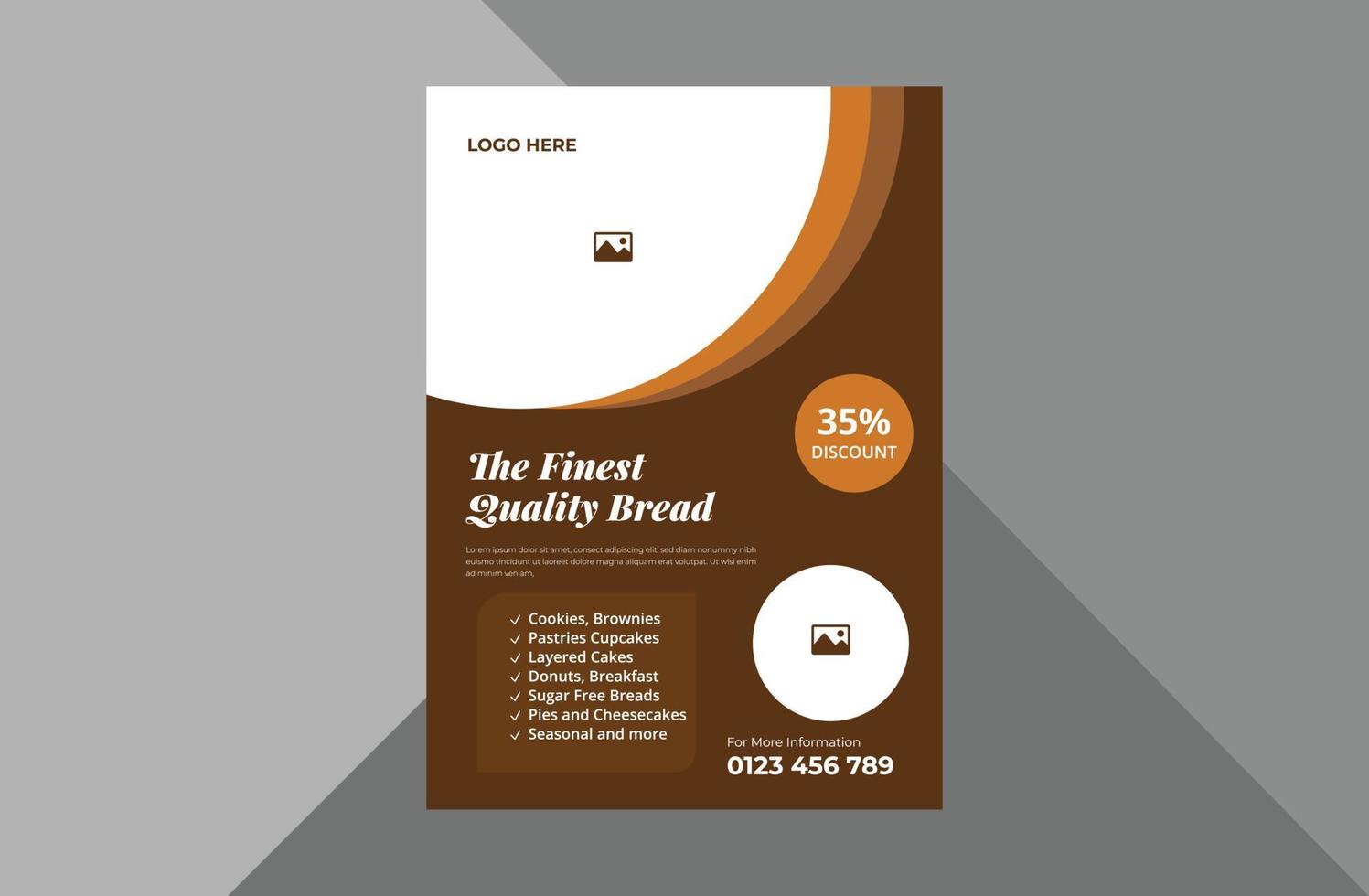 bakery shop flyer design template. baker and baking shop poster leaflet design. a4 template, brochure design, cover, flyer, poster, print-ready vector