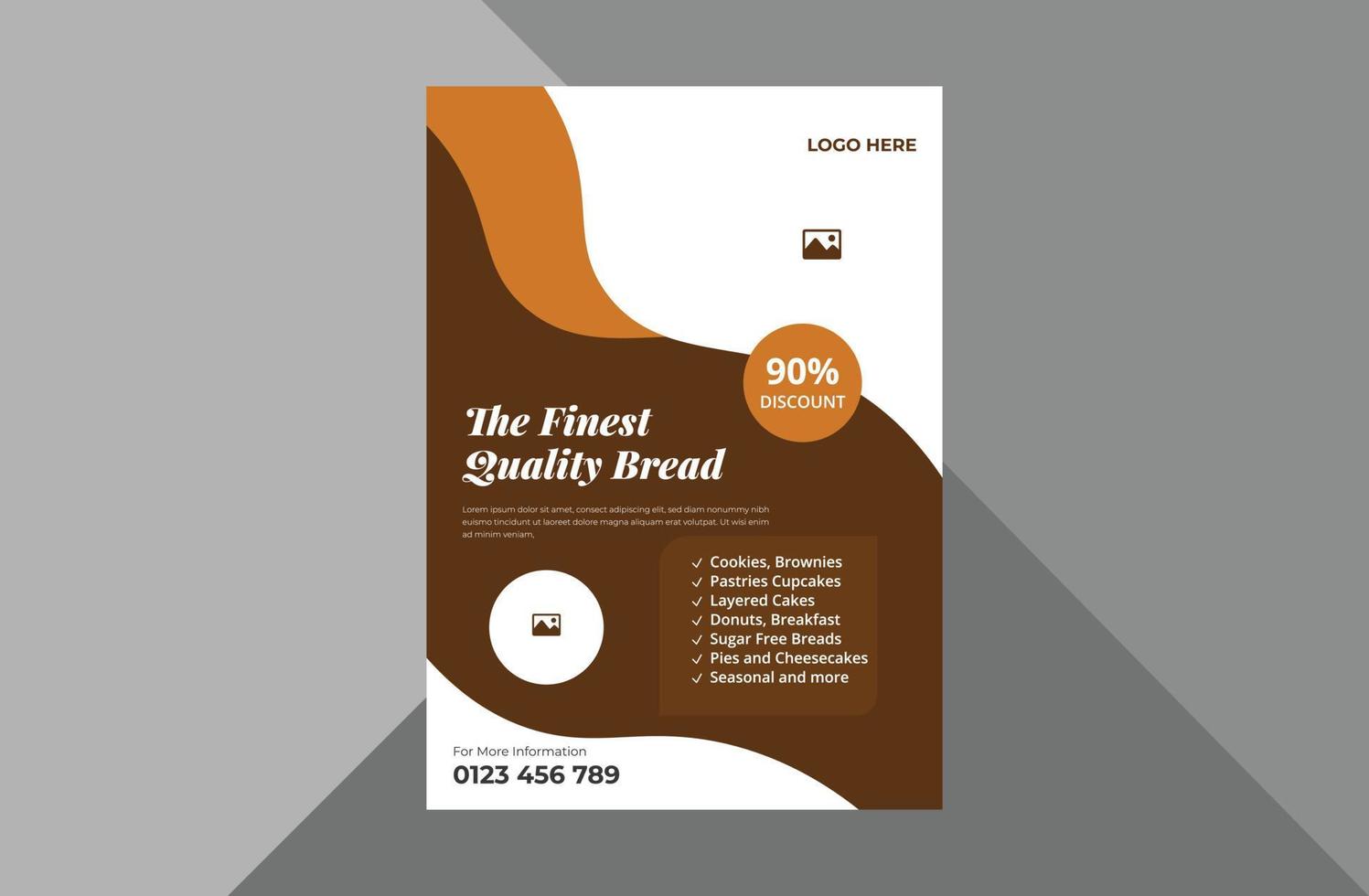 bakery shop flyer design template. baker and baking shop poster leaflet design. a4 template, brochure design, cover, flyer, poster, print-ready vector