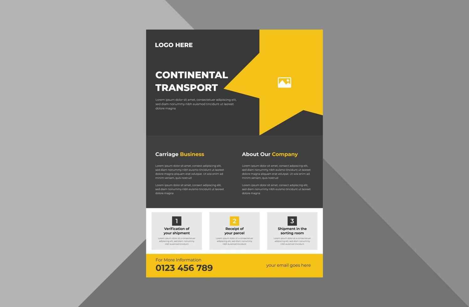 carriage flyer design template. business transportation service flyer design.  a4 template, brochure design, cover, flyer, poster, print-ready vector