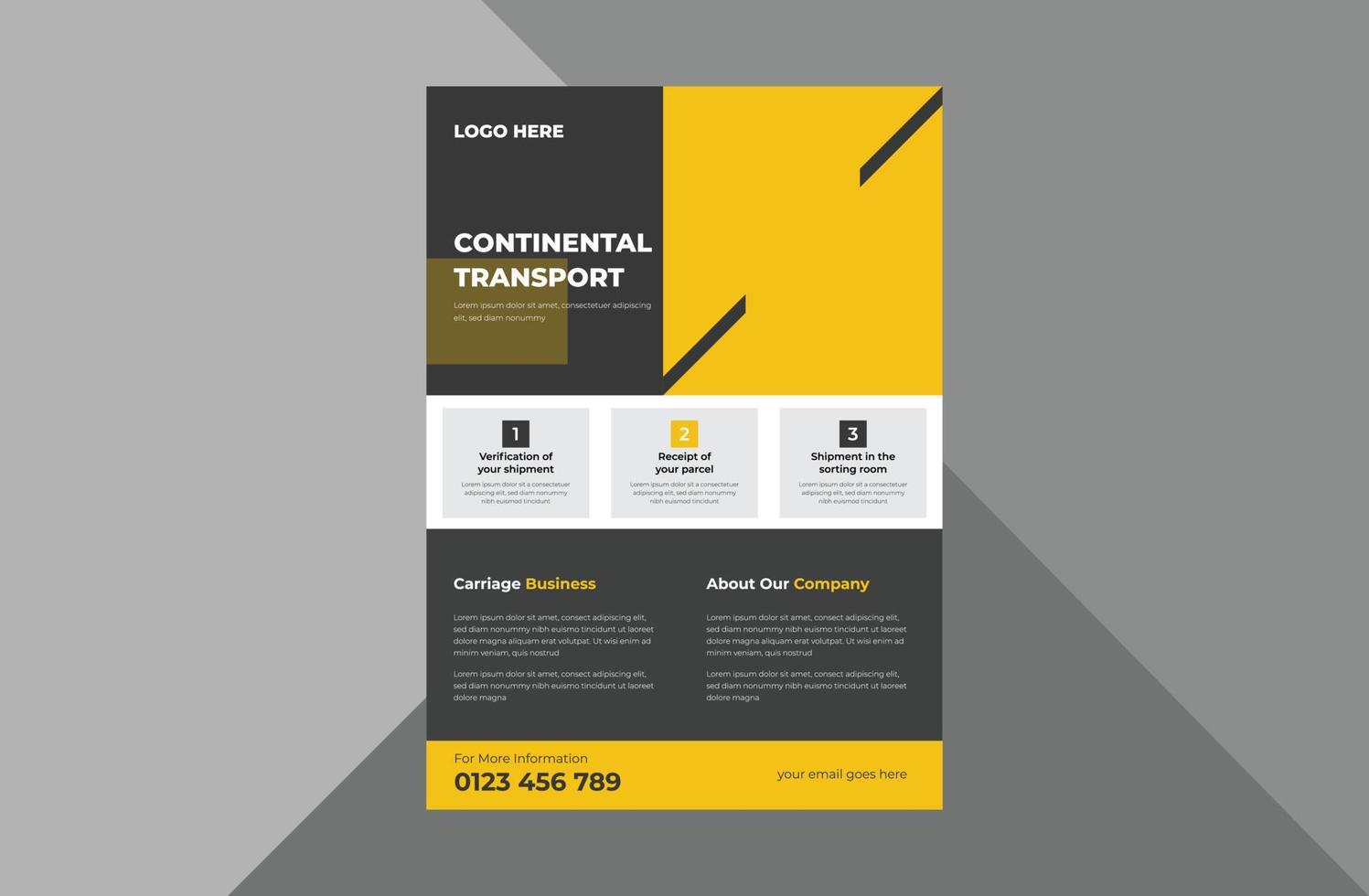 carriage flyer design template. business transportation service flyer design.  a4 template, brochure design, cover, flyer, poster, print-ready vector