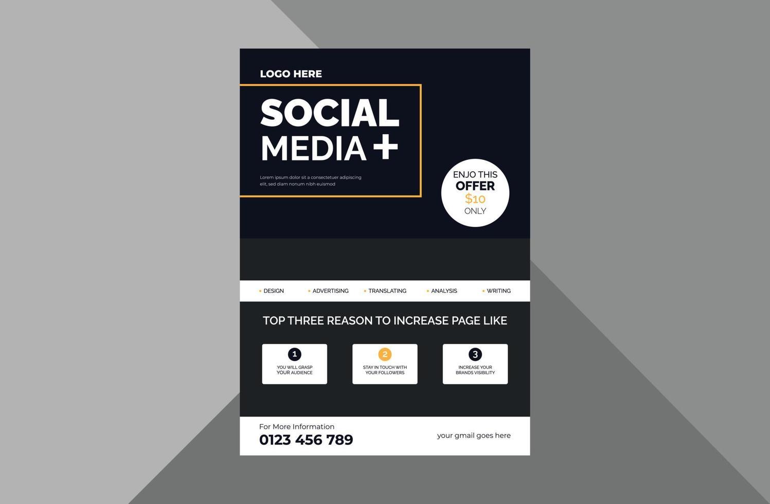 follow us on social media flyer design template. social media Throughout Social Media Brochure Template