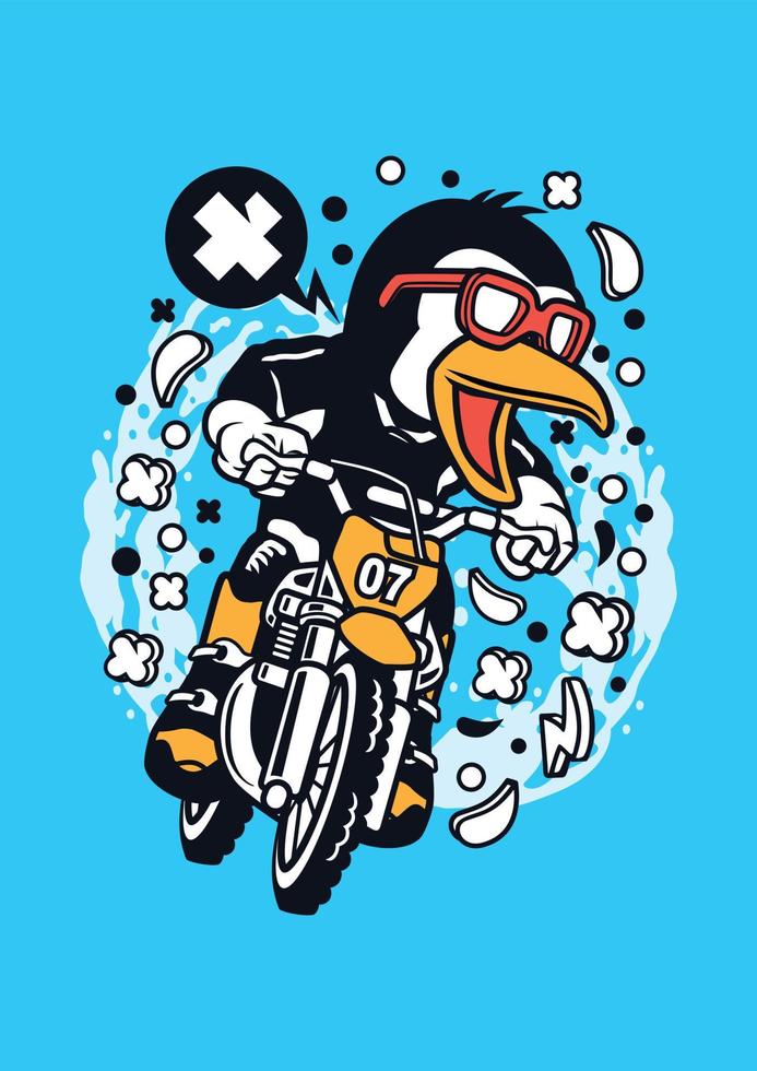 Penguin Motocross Rider vector